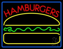 Red Hamburgers With Logo Neon Sign