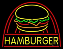 Yellow Hamburger With Logo Neon Sign