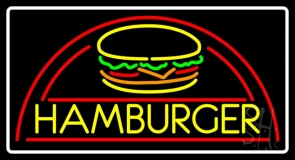 Yellow Hamburger Block Logo Neon Sign