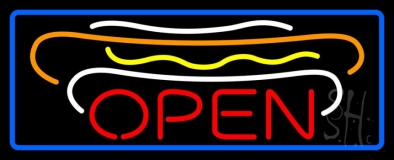 Hot Dogs Open With Border Neon Sign
