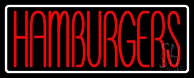 Red Humburgers White Border Neon Sign