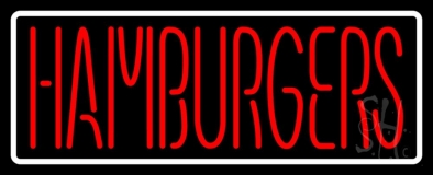 Humburgers With White Border Neon Sign