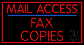Mail Access Fax Copies With Border Neon Sign