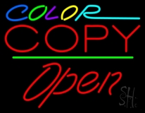 Multi Colored Color Copy Open 2 Neon Sign