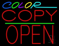 Multi Colored Color Copy Open 3 Neon Sign