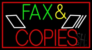 Multicolored Fax And Copies 1 Neon Sign
