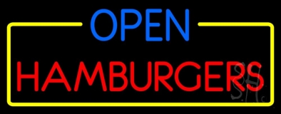 Open Hamburgers Neon Sign