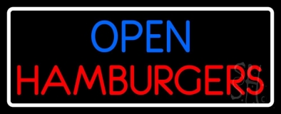 Open Hamburger With Border Neon Sign