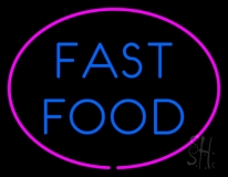 Blue Fast Food Pink Oval Neon Sign