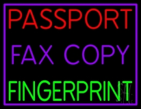 Passport Fax Copy Fingerprint With Border Neon Sign