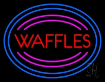 Red Waffles Block Neon Sign