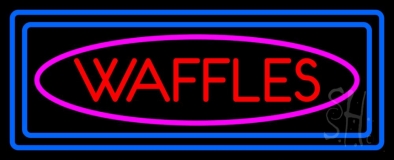 Red Waffles Blue Double Border Neon Sign