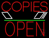 Red Copies Logo Open 1 Neon Sign