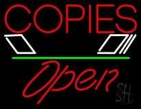 Red Copies Logo Open 2 Neon Sign