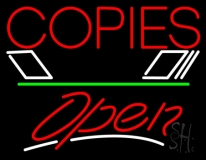 Red Copies Logo Open 3 Neon Sign
