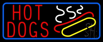 Red Hot Dogs Logo With Border Neon Sign