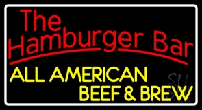 The Hamburger Bar White Border Neon Sign