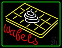 Wafels With Green Border Neon Sign