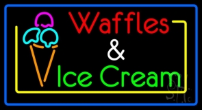 Waffles And Icecream Logo Neon Sign