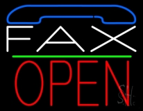 White Fax With Logo Open 1 Neon Sign