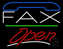 White Fax With Logo Open 2 Neon Sign