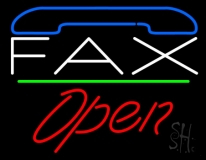 White Fax With Logo Open 3 Neon Sign