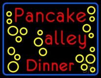 Blue Border Pancake Alley Dinner Neon Sign