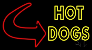 Double Stroke Hot Dogs With Arrow Neon Sign