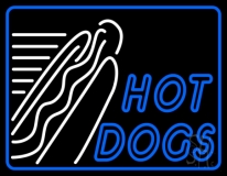 Double Stroke Hot Dogs With Border Neon Sign