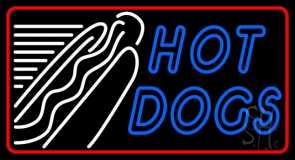 Double Stroke Hot Dogs With Border 1 Neon Sign