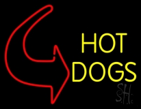 Hot Dogs With Arrow Neon Sign