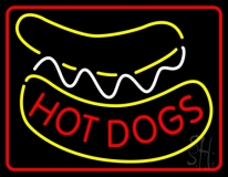 Red Border Hot Dogs Neon Sign