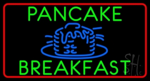 Red Border Pancake Breakfast Neon Sign