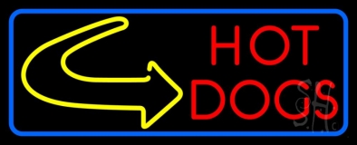 Red Hot Dogs With Arrow Neon Sign