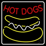White Border Red Hot Dogs Neon Sign