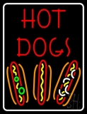With Border Red Hot Dogs Neon Sign