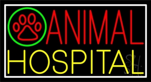 Red Animal Yellow Hospital Logo Neon Sign