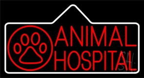 Red Animal Hospital Block Logo Neon Sign