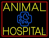 Yellow Animal Hospital With Logo Neon Sign