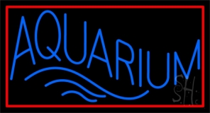 Blue Aquarium Red Rectangle Neon Sign