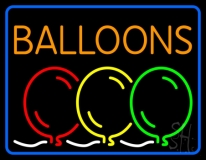 Blue Border Balloon Block Colored Logo Neon Sign
