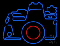 Blue Camera Logo Neon Sign