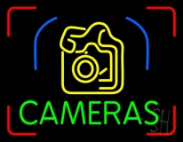 Blue Cameras With Logo Neon Sign