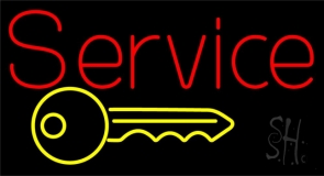 Service With Key Logo Neon Sign