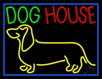 Dog House Blue Border Neon Sign