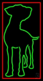 Green Dog Red Border Neon Sign