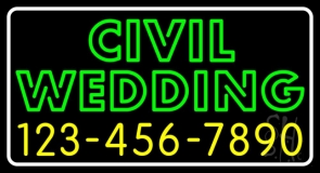 Green Civil Wedding With Phone Number Neon Sign