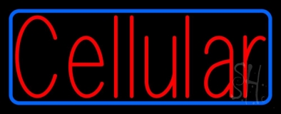 Red Cellular Blue Border Neon Sign