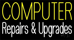 Red Computer White Repair And Upgrade Neon Sign