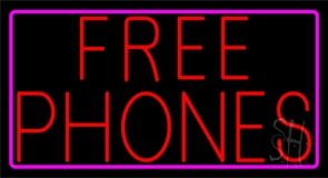 Red Free Phones Pink Border 1 Neon Sign